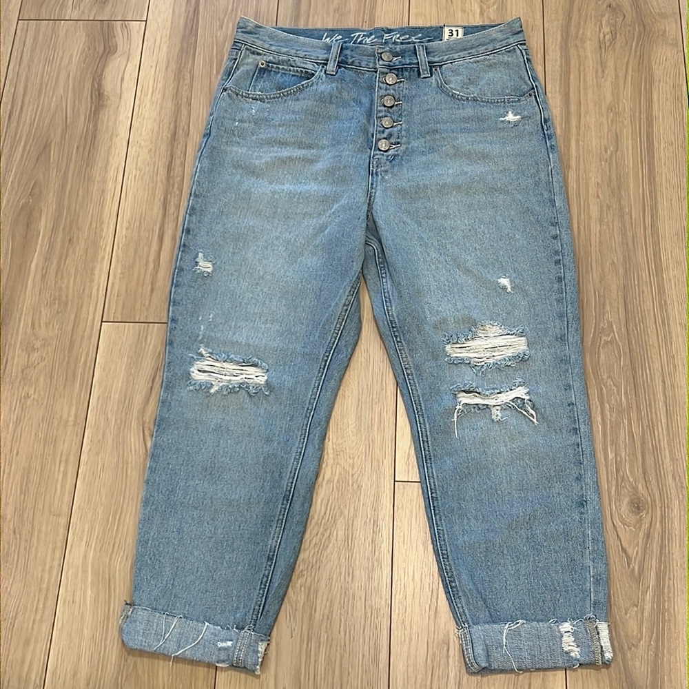 We The Free Distressed Light Wash Jeans